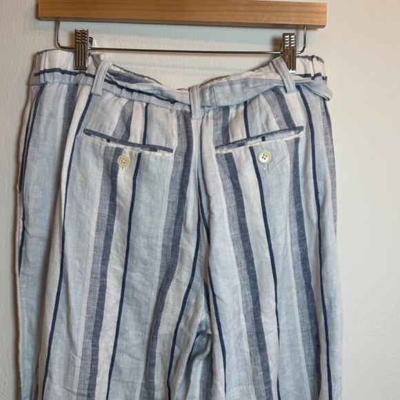 Talbots Petites Womens Linen Striped Belted Wide Leg Pants Size 6P - Picture 6 of 7